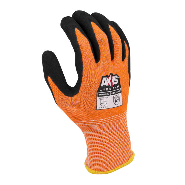 Radians RWG559 AXIS™ Cut Protection Level A6 Sandy Nitrile Coated Glove